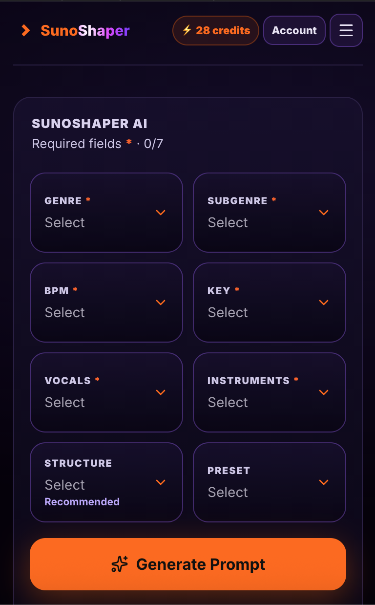 SunoShaper 4 mobile interface